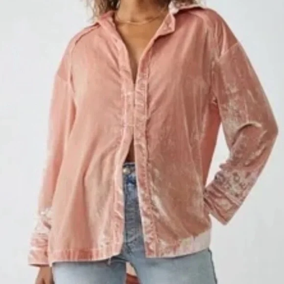 NWT Free People Marianne Velvet Shirt - Picture 2 of 10